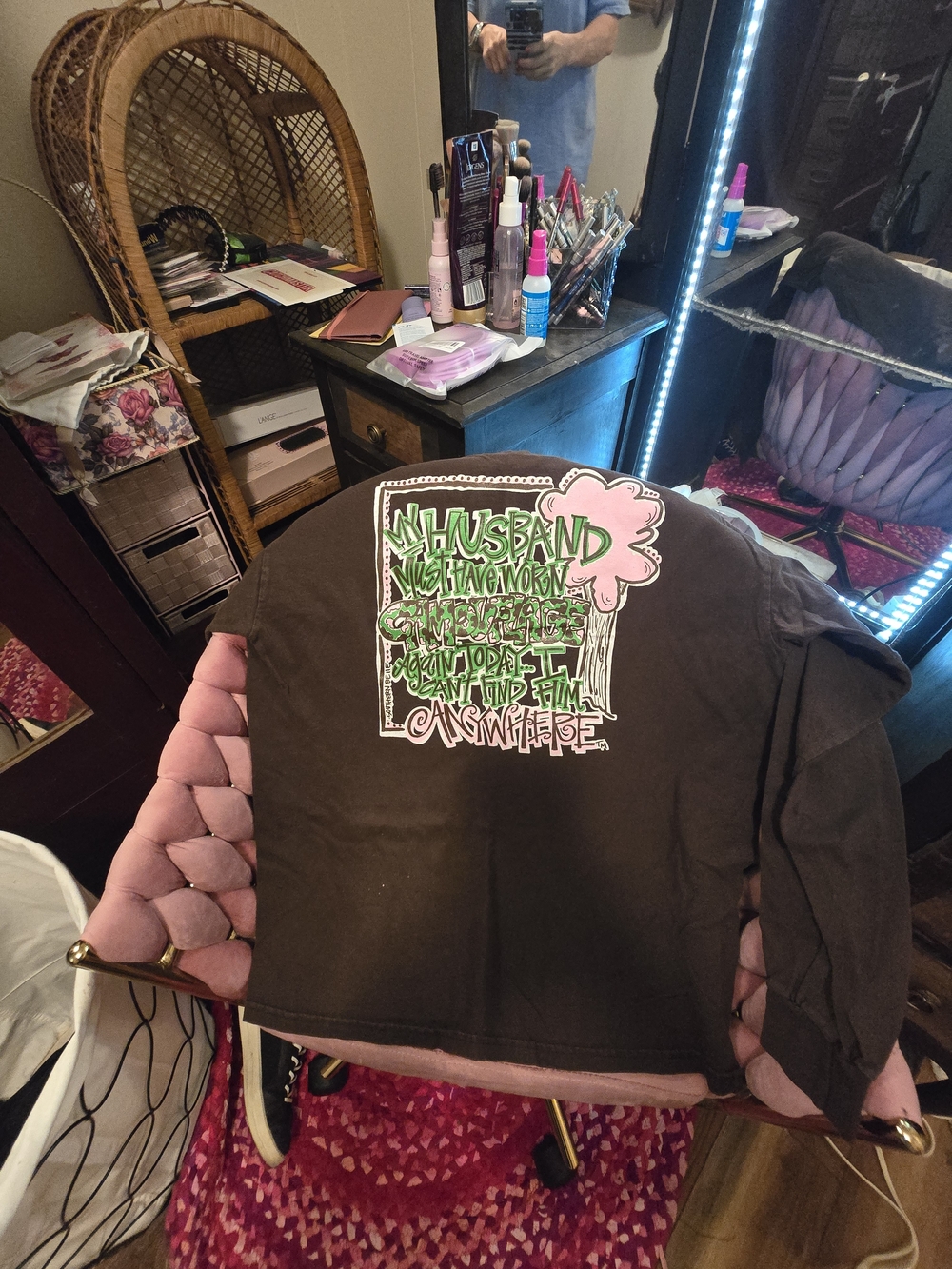 Simply Southern Brown Long Sleeve Tee with Green & Pink Graphic